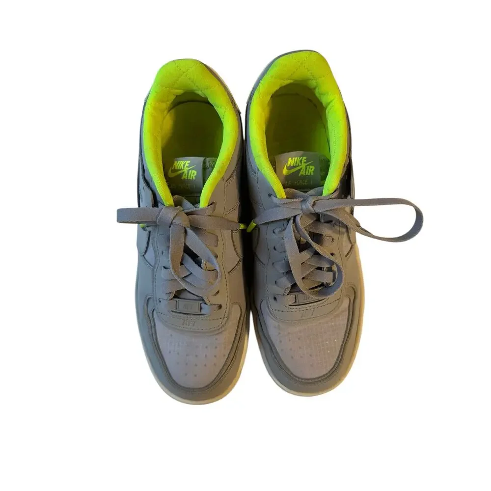 Nike Air Force 1 Shadow Atmosphere Grey Neon Green Reflective Logo Sneaker  8